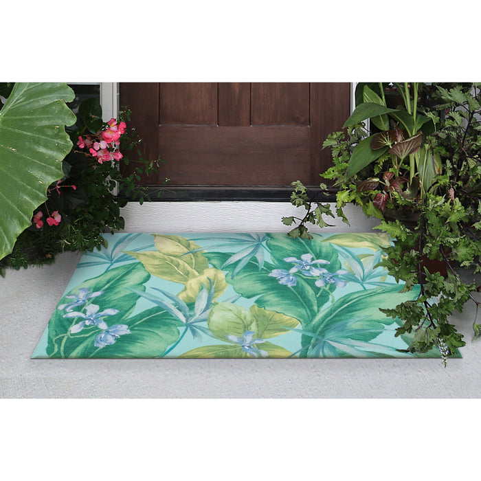 Liora Manne Illusions Tropical Leaf Indoor/Outdoor Mat Aqua