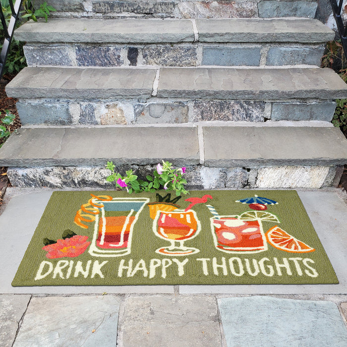 Liora Manne Frontporch Happy Drinks Indoor/Outdoor Rug Green