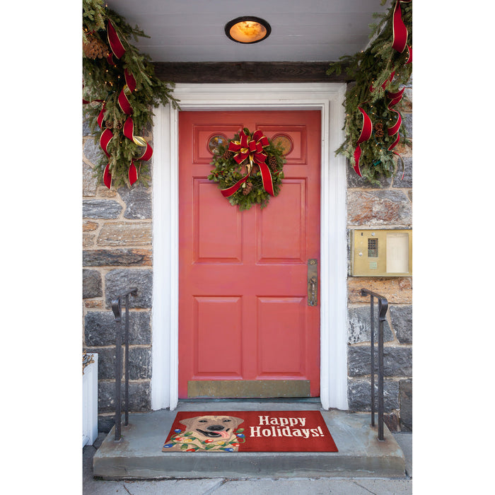 Liora Manne Frontporch Happy Holidays Indoor/Outdoor Rug Red