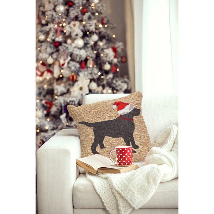 Liora Manne Frontporch Christmas Dog Indoor/Outdoor Pillow Neutral
