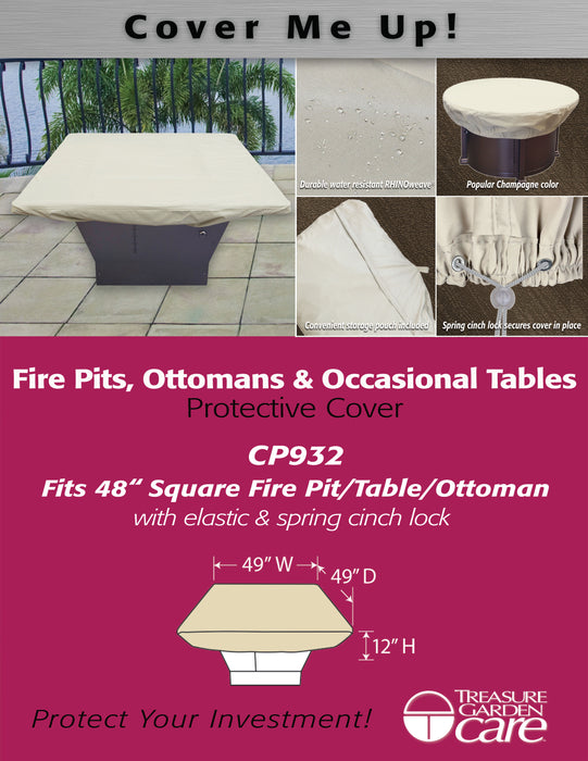 Fits 42" to 48" Square Fire Pit/Table/Ottoman Cover