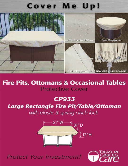 Fits 50" x 30" Rectangle Fire Pit/Table/Ottoman Cover
