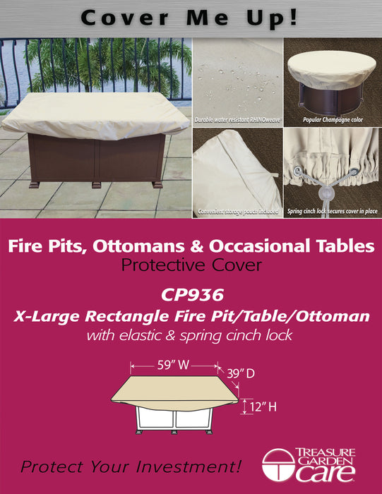 Fits 58" to 38" Rectangle Fire Pit/Table/Ottoman Cover