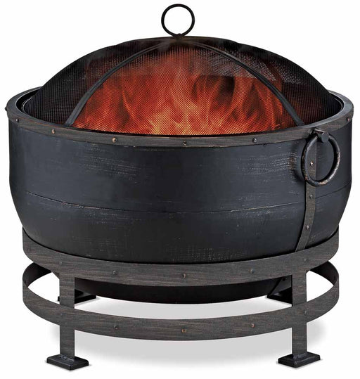 OIL RUBBED BRONZE WOOD BURNING OUTDOOR FIREBOWL WITH KETTLE DESIGN