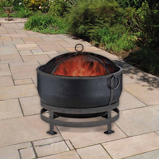 OIL RUBBED BRONZE WOOD BURNING OUTDOOR FIREBOWL WITH KETTLE DESIGN