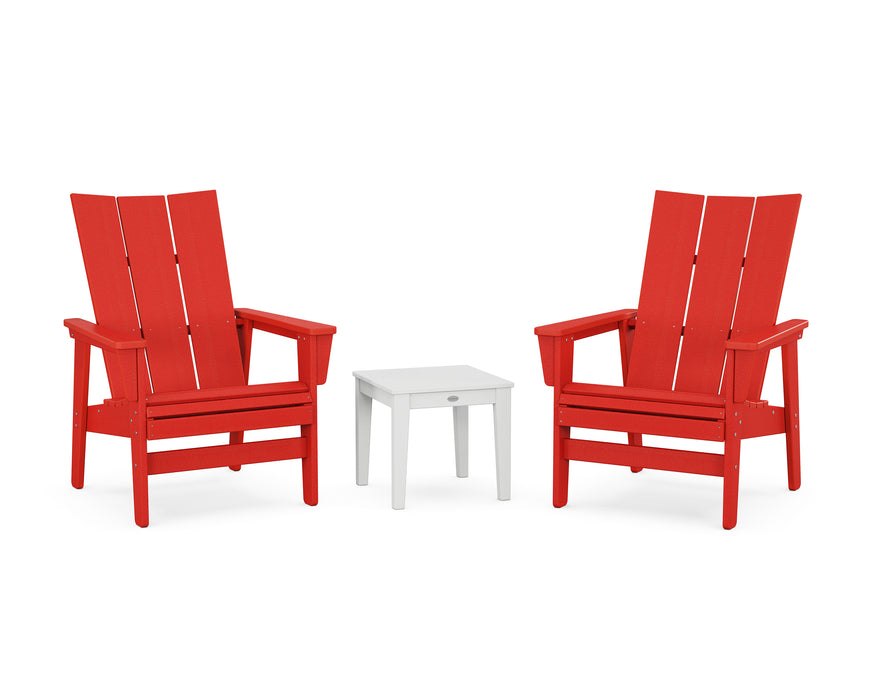 POLYWOOD® 3-Piece Modern Grand Upright Adirondack Set in Sunset Red / White