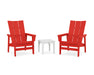 POLYWOOD® 3-Piece Modern Grand Upright Adirondack Set in Sunset Red / White