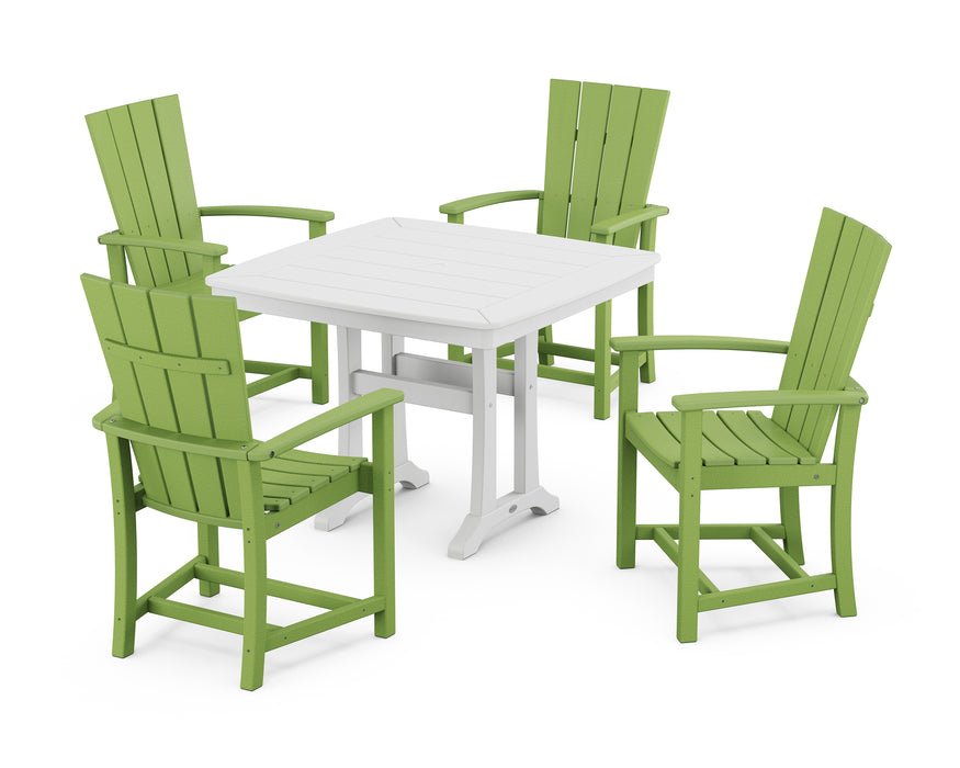 POLYWOOD Quattro 5-Piece Dining Set with Trestle Legs in Lime