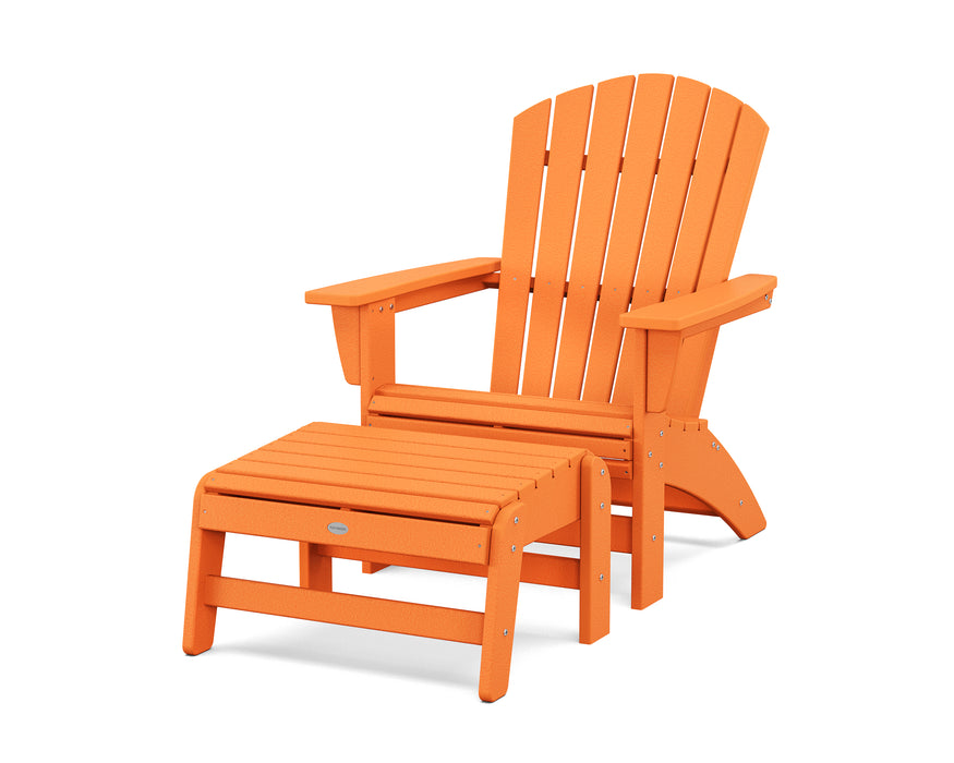 POLYWOOD® Nautical Grand Adirondack Chair with Ottoman in Tangerine
