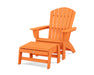 POLYWOOD® Nautical Grand Adirondack Chair with Ottoman in Tangerine