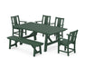 POLYWOOD® Prairie 6-Piece Rustic Farmhouse Dining Set with Bench in Mahogany