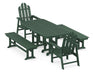 POLYWOOD Long Island 5-Piece Dining Set with Benches in Green