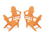 POLYWOOD Vineyard 4-Piece Adirondack Conversation Set in Tangerine