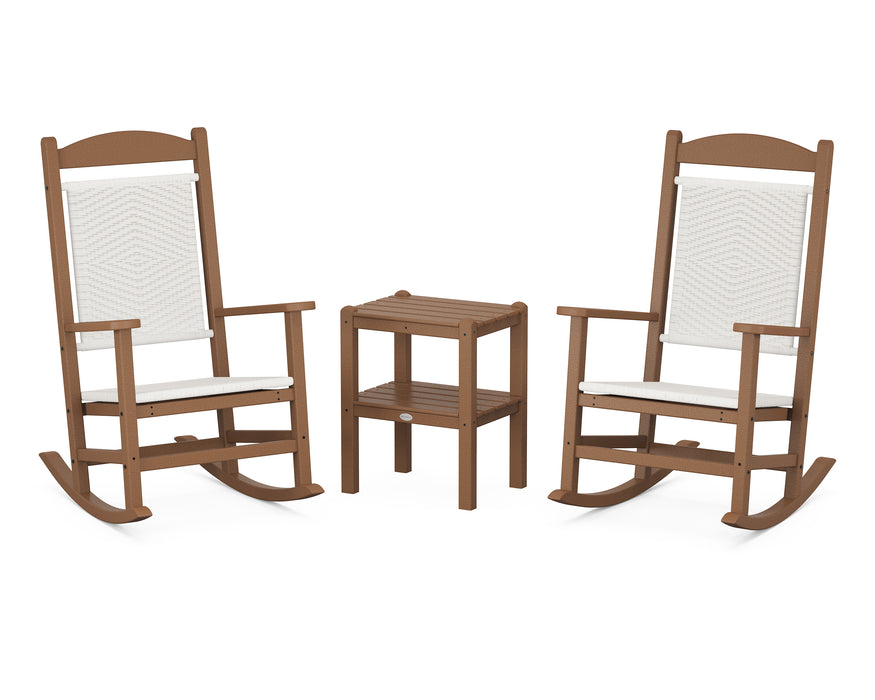 POLYWOOD Presidential Woven Rocker 3-Piece Set in Teak / White Loom