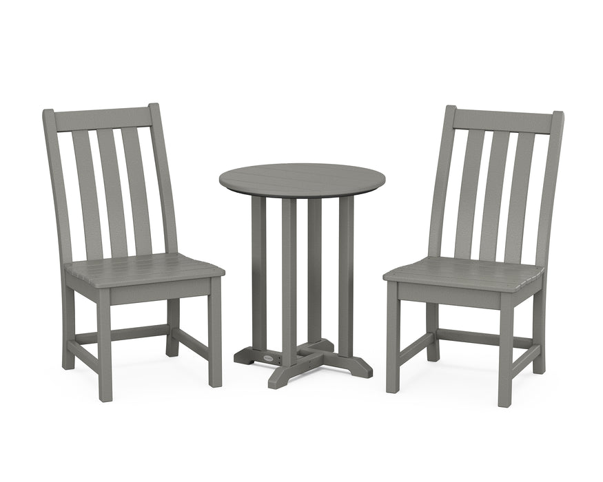 POLYWOOD Vineyard Side Chair 3-Piece Round Dining Set in Slate Grey