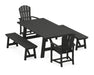 POLYWOOD Palm Coast 5-Piece Rustic Farmhouse Dining Set With Trestle Legs in Black
