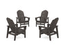 POLYWOOD® 4-Piece Vineyard Grand Upright Adirondack Chair Conversation Set in Vintage Coffee