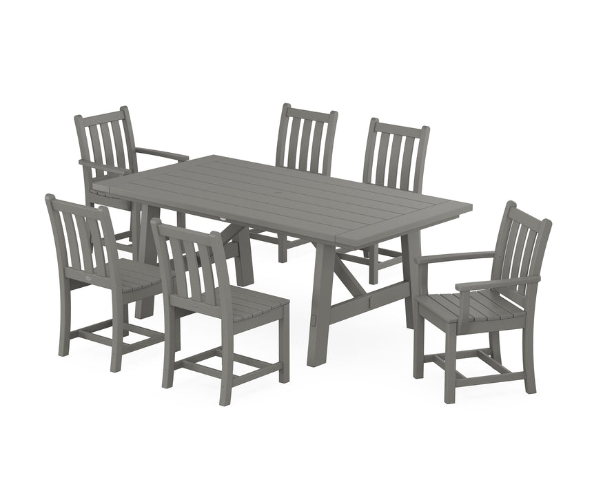 POLYWOOD Traditional Garden 7-Piece Rustic Farmhouse Dining Set in Slate Grey