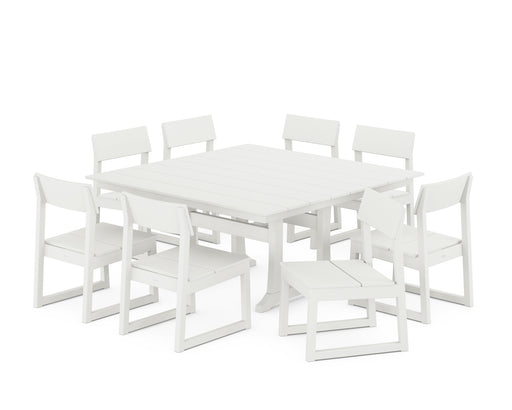 POLYWOOD EDGE Side Chair 9-Piece Dining Set with Trestle Legs in Vintage White