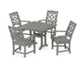 Martha Stewart by POLYWOOD Chinoiserie 5-Piece Farmhouse Dining Set with Trestle Legs in Slate Grey