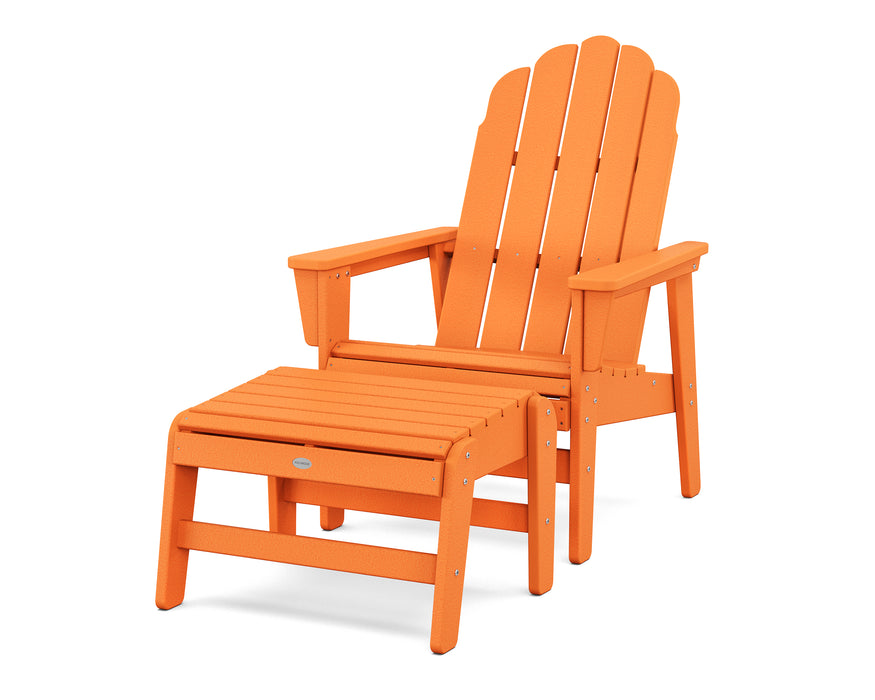 POLYWOOD® Vineyard Grand Upright Adirondack Chair with Ottoman in Tangerine
