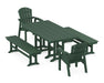 POLYWOOD Seashell 5-Piece Farmhouse Dining Set with Benches in Green