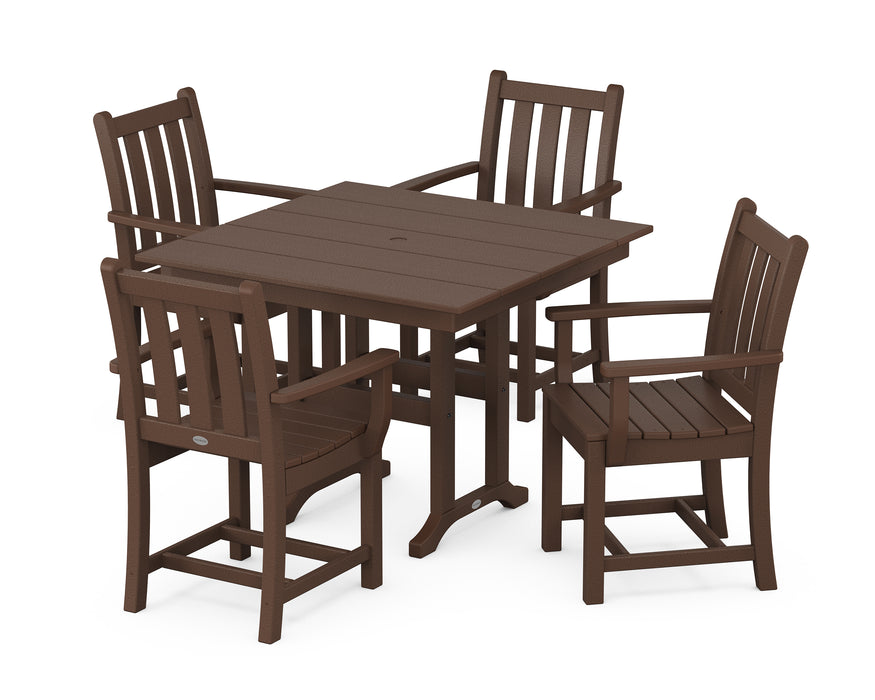 POLYWOOD Traditional Garden 5-Piece Farmhouse Dining Set in Mahogany