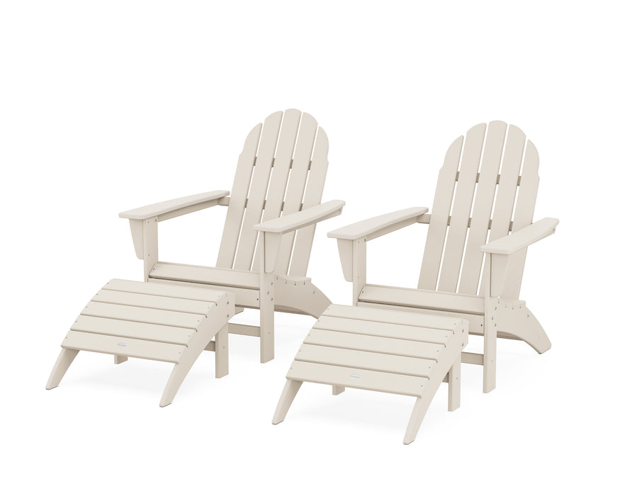 POLYWOOD Vineyard Adirondack Chair 4-Piece Set with Ottomans in Sand
