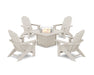 POLYWOOD® 5-Piece Vineyard Grand Adirondack Conversation Set with Fire Pit Table in Sand