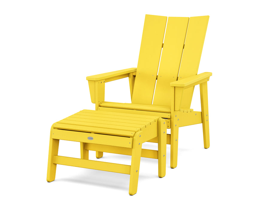 POLYWOOD® Modern Grand Upright Adirondack Chair with Ottoman in Lime
