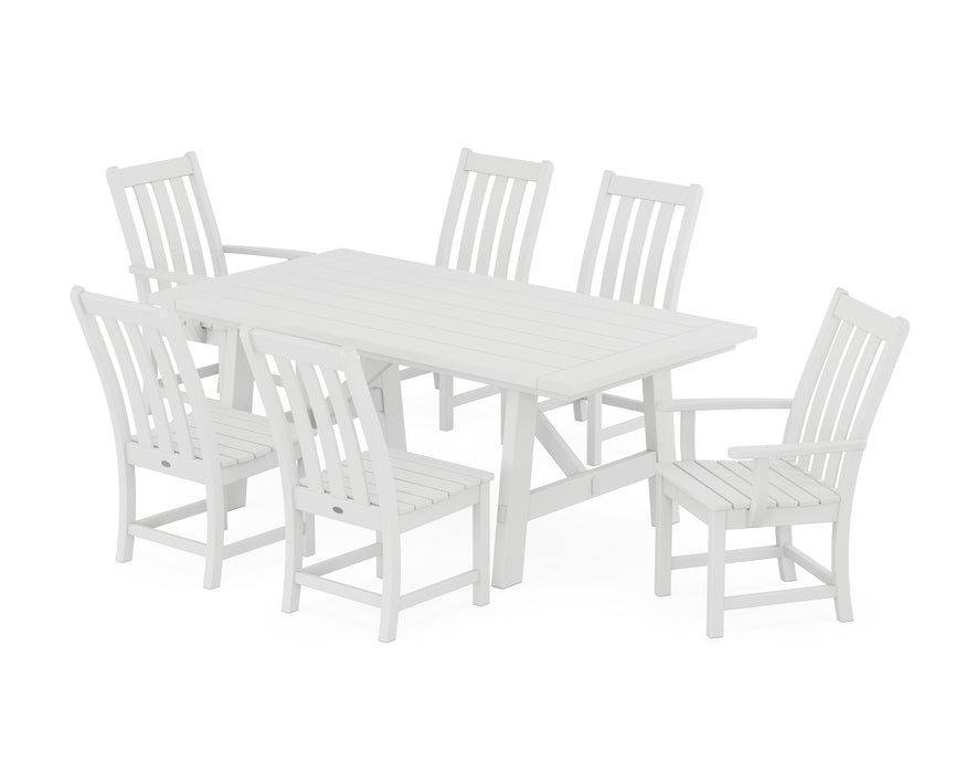 POLYWOOD Vineyard 7-Piece Rustic Farmhouse Dining Set With Trestle Legs in White