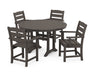 POLYWOOD Lakeside 5-Piece Round Dining Set with Trestle Legs in Vintage Coffee