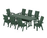 POLYWOOD Modern Curveback Adirondack 9-Piece Dining Set with Trestle Legs in Green
