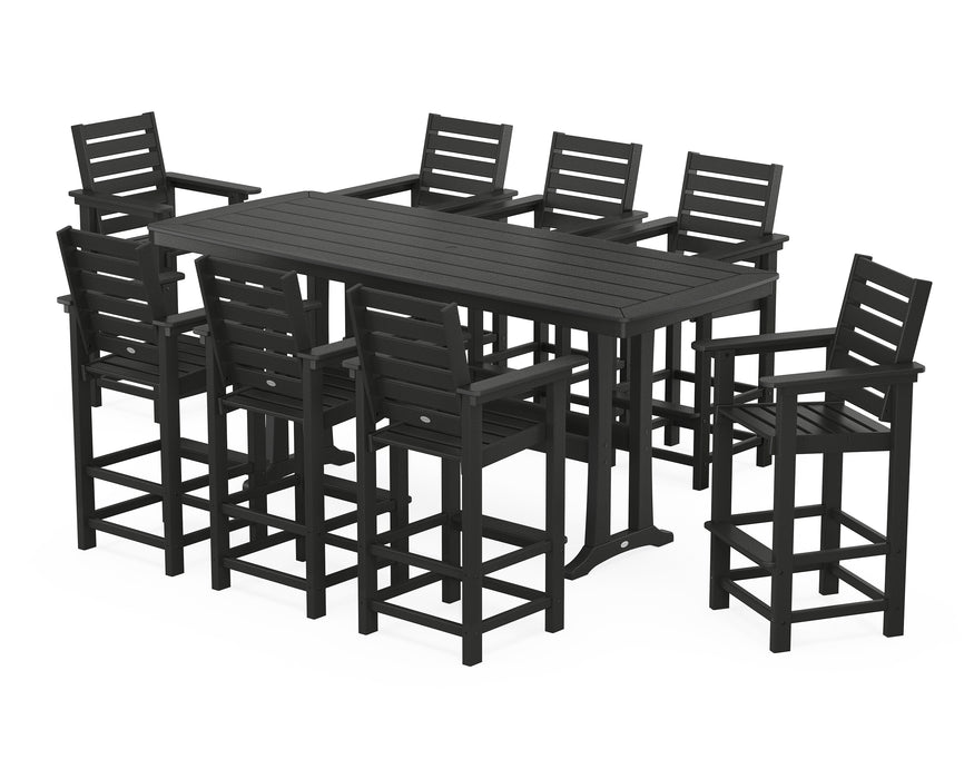 POLYWOOD® Captain 9-Piece Bar Set with Trestle Legs in Green