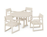 POLYWOOD EDGE 5-Piece Round Dining Set with Trestle Legs in Sand