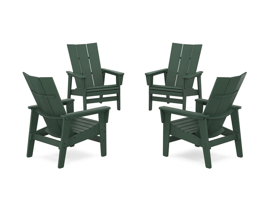 POLYWOOD® 4-Piece Modern Grand Upright Adirondack Chair Conversation Set in Lemon