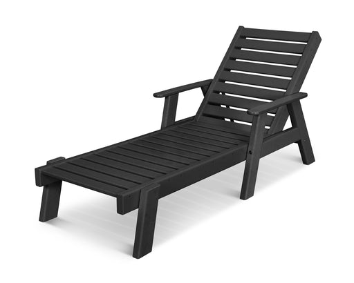 POLYWOOD Captain Chaise with Arms in Black