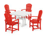 POLYWOOD Palm Coast 5-Piece Farmhouse Dining Set With Trestle Legs in Sunset Red