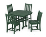 POLYWOOD Traditional Garden Side Chair 5-Piece Dining Set in Green