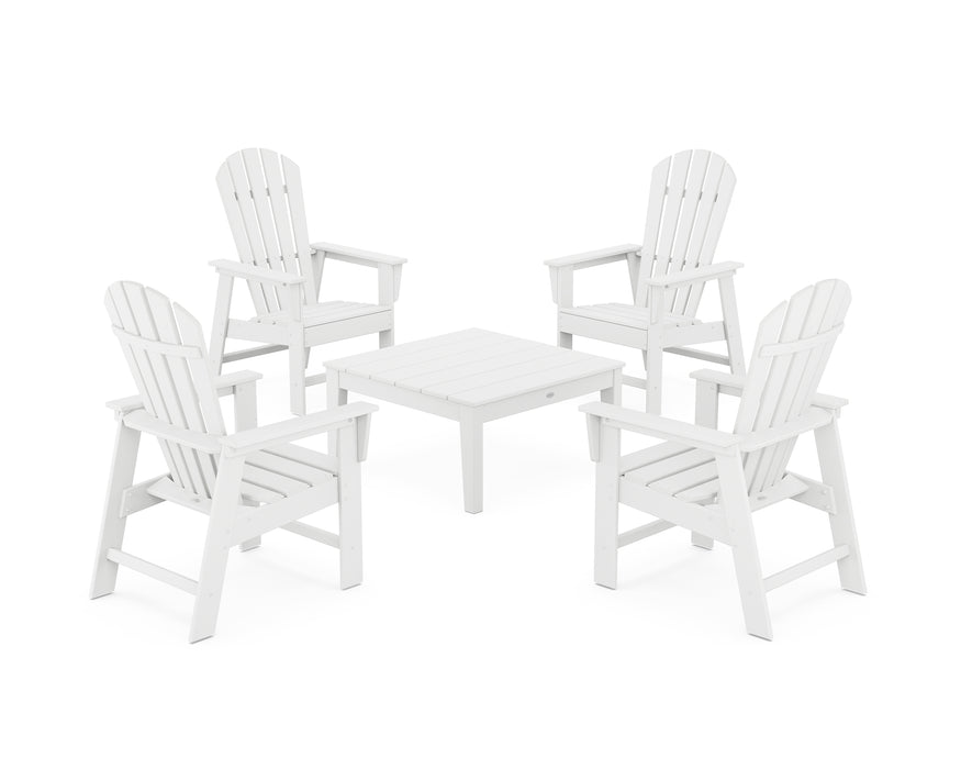 POLYWOOD 5-Piece South Beach Casual Chair Conversation Set with 36" Conversation Table in White
