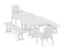 POLYWOOD Seashell 5-Piece Farmhouse Dining Set with Benches in White