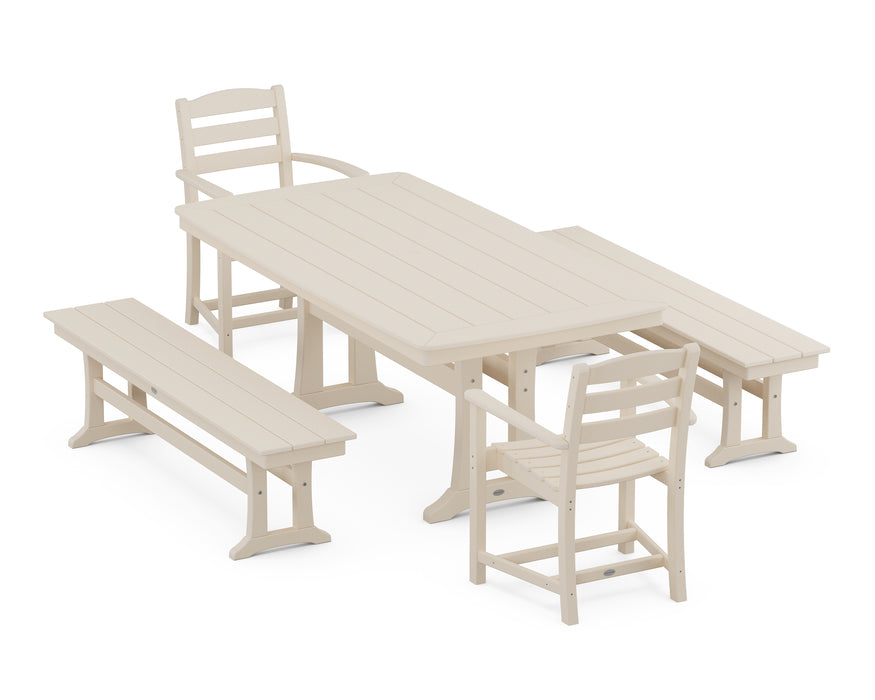 POLYWOOD La Casa Cafe 5-Piece Dining Set with Trestle Legs in Sand