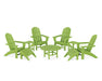POLYWOOD Vineyard Curveback Adirondack Chair 9-Piece Conversation Set in Lime