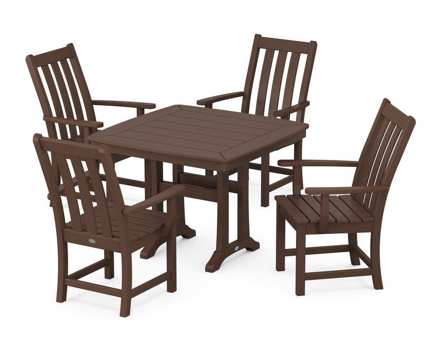 POLYWOOD Vineyard 5-Piece Dining Set with Trestle Legs in Mahogany