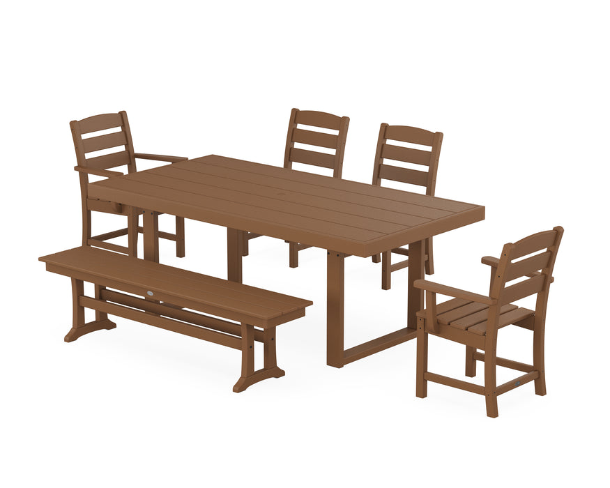 POLYWOOD Lakeside 6-Piece Dining Set with Trestle Legs in Teak