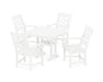 Martha Stewart by POLYWOOD Chinoiserie 5-Piece Dining Set with Trestle Legs in White
