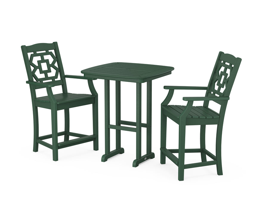 Martha Stewart by POLYWOOD Chinoiserie 3-Piece Counter Set in Green