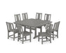 POLYWOOD® Prairie Side Chair 9-Piece Square Dining Set with Trestle Legs in Slate Grey