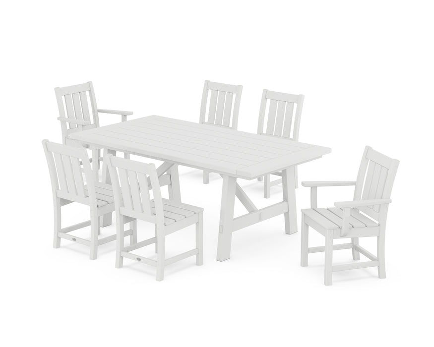 POLYWOOD® Oxford 7-Piece Rustic Farmhouse Dining Set in White