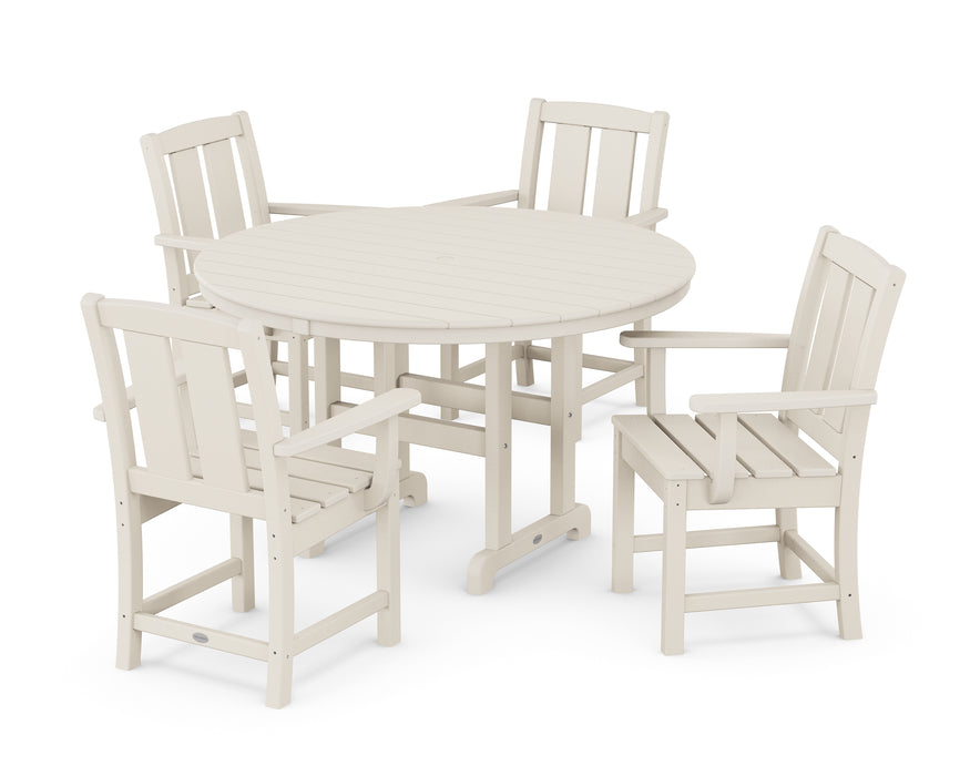 POLYWOOD® Mission 5-Piece Round Farmhouse Dining Set in Sand